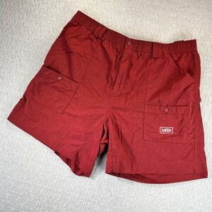 AFTCO Fishing Shorts Men 44 Fits 40 Red American Fishing Tackle Co Utility Cargo